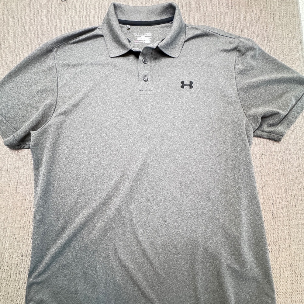Under Armour Mens XL Gray HeatGear Loose Fit Short Sleeve Polo Shirt